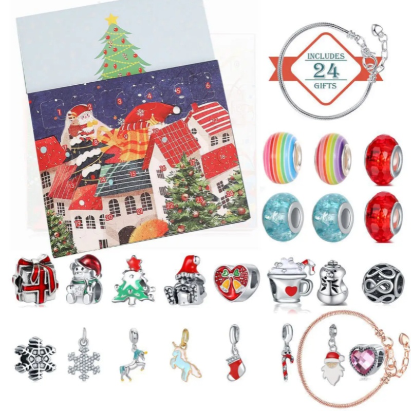 Christmas Advent Calendar Fashion Jewelry DIY Kits Girl New Years Countdown Gift