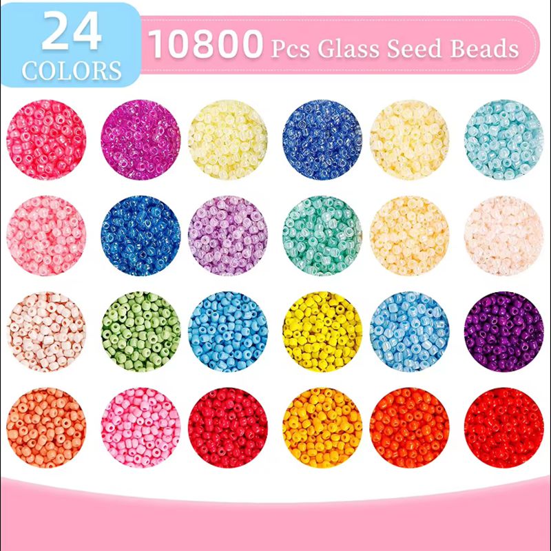 48 Color Czech Glass Seed Beads Set DIY Bracelet Necklaces Jewelry Making Kits