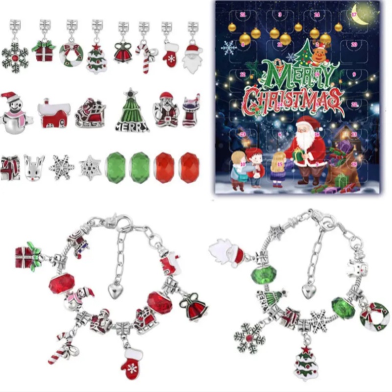 Christmas Advent Calendar Fashion Jewelry DIY Kits Girl New Years Countdown Gift