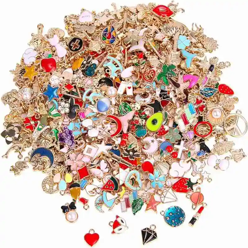 Mix Enamel Alloy Pendants DIY Making Jewelry Oil Dripping Charms Components