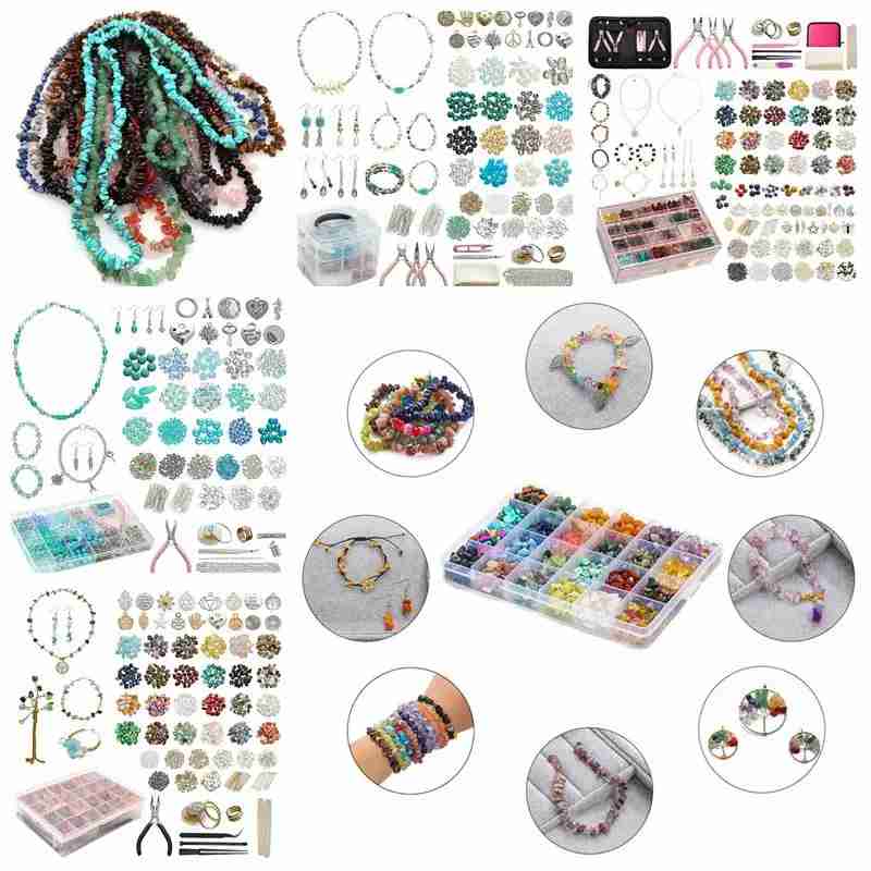 Irregular Natural Stone Jewelry Kits DIY Beaded Jewelry Making Gravel Beads Set