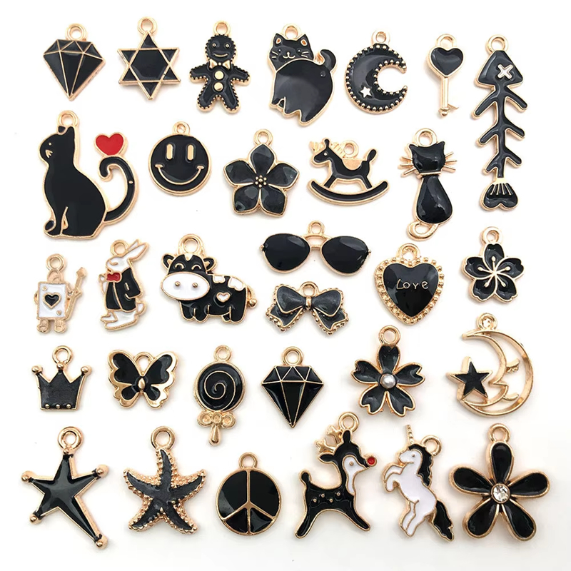 Mix Enamel Alloy Pendants DIY Making Jewelry Oil Dripping Charms Components