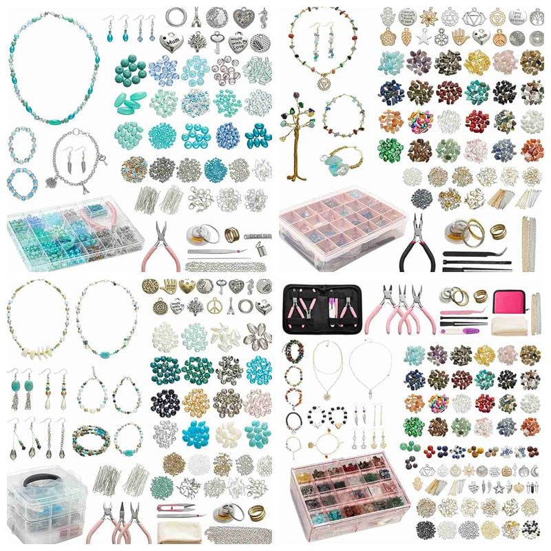 Irregular Natural Stone Jewelry Kits DIY Beaded Jewelry Making Gravel Beads Set