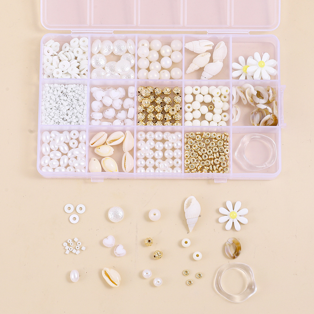 Natural Shell Beads Kits Plastic Artificial Pearl Beaded DIY Jewelry Making Set