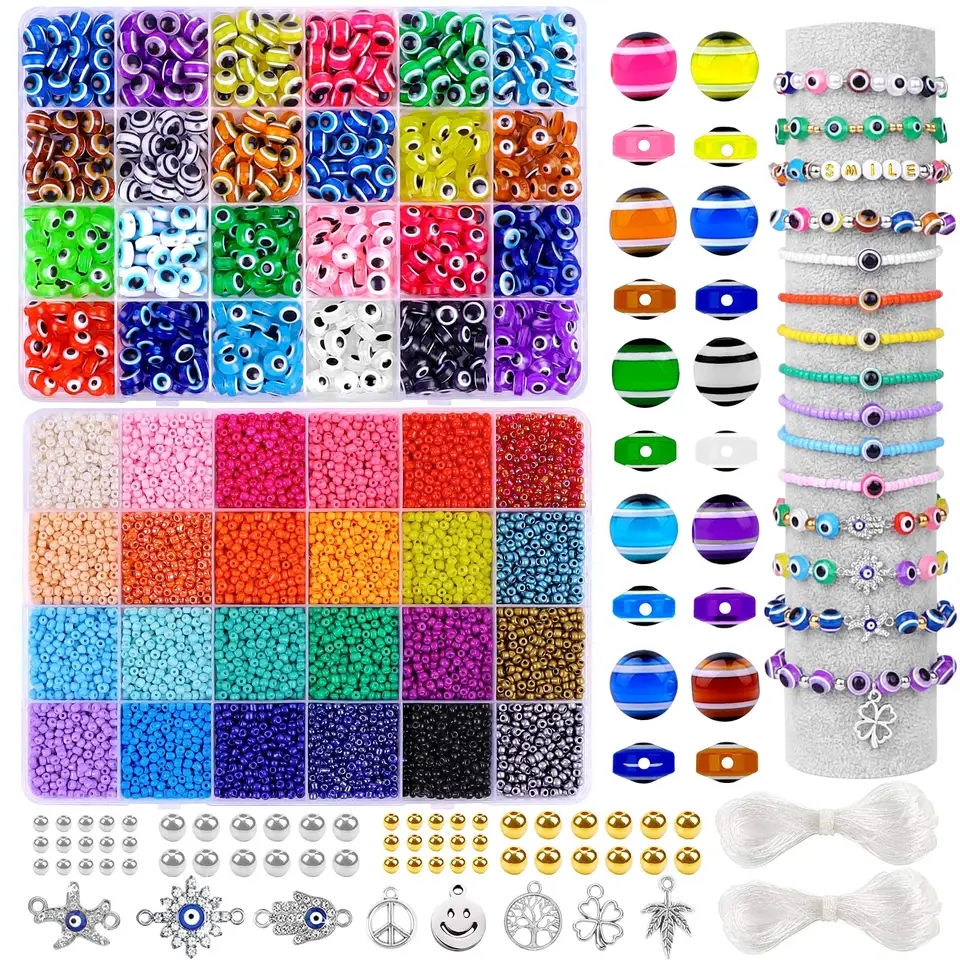 Wholesale 3mm Glass Seed Beads Alloy Findings Kits DIY Charm Jewelry Making Set