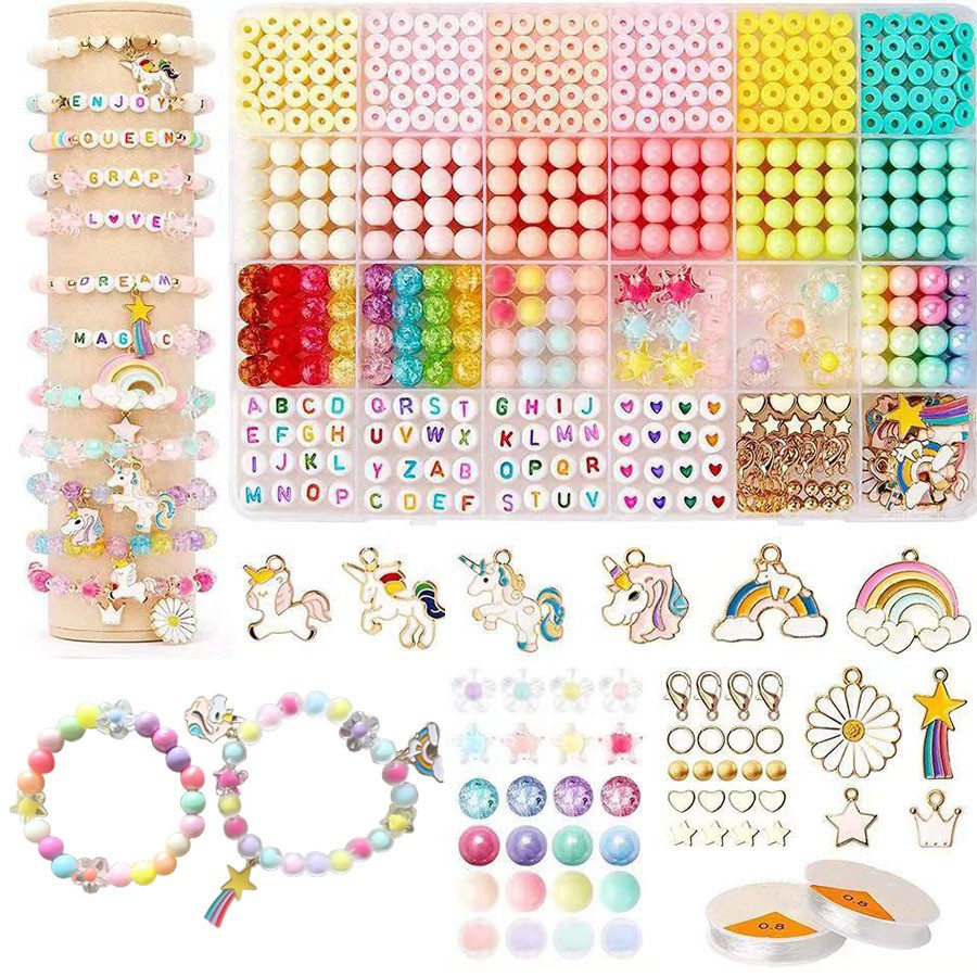 Unicorn Rainbow Design Charm Bracelet Making Kit DIY Friendship Jewelry Made Set