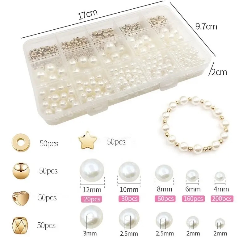 Factory Direct Selling Acrylic White Pearl Beads DIY Set Jewelry Making Supplier