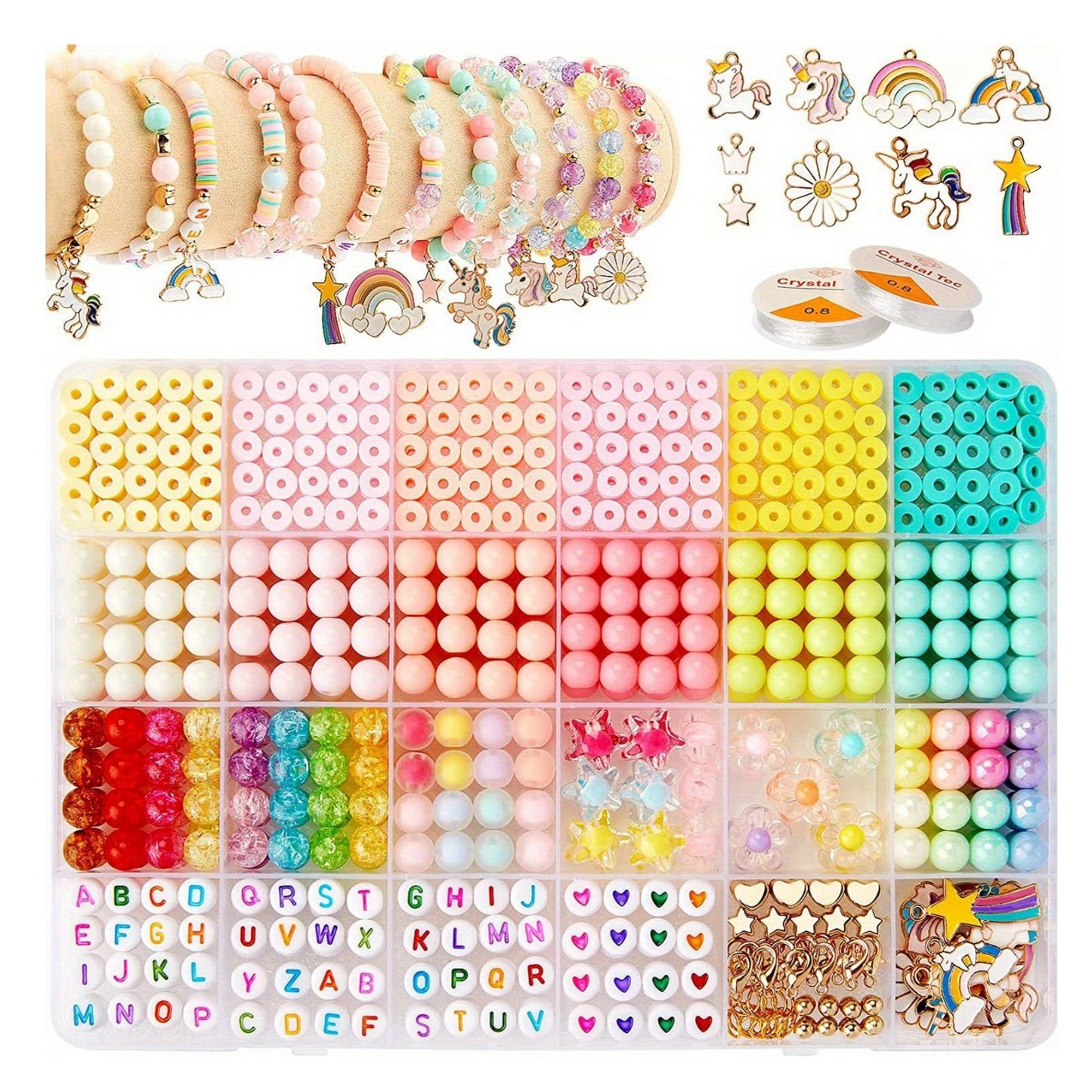 Unicorn Rainbow Design Charm Bracelet Making Kit DIY Friendship Jewelry Made Set