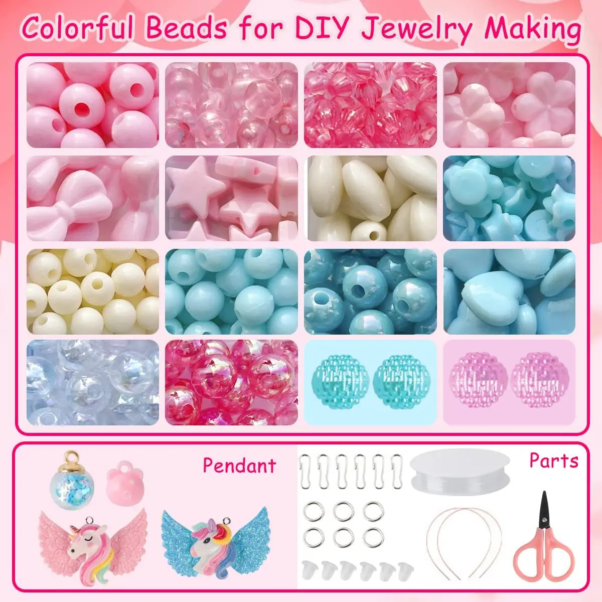 Pink & Blue Color Kids Bracelet Jewelry Art Craft Kits DIY Bracelet Making Sets