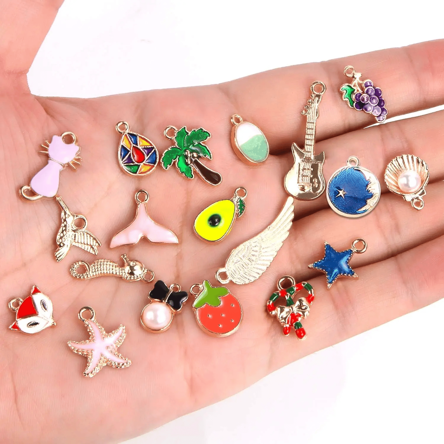 Gold Plated Enamel Pendants Set DIY Necklace Earrings Jewelry Making Bulk Charms