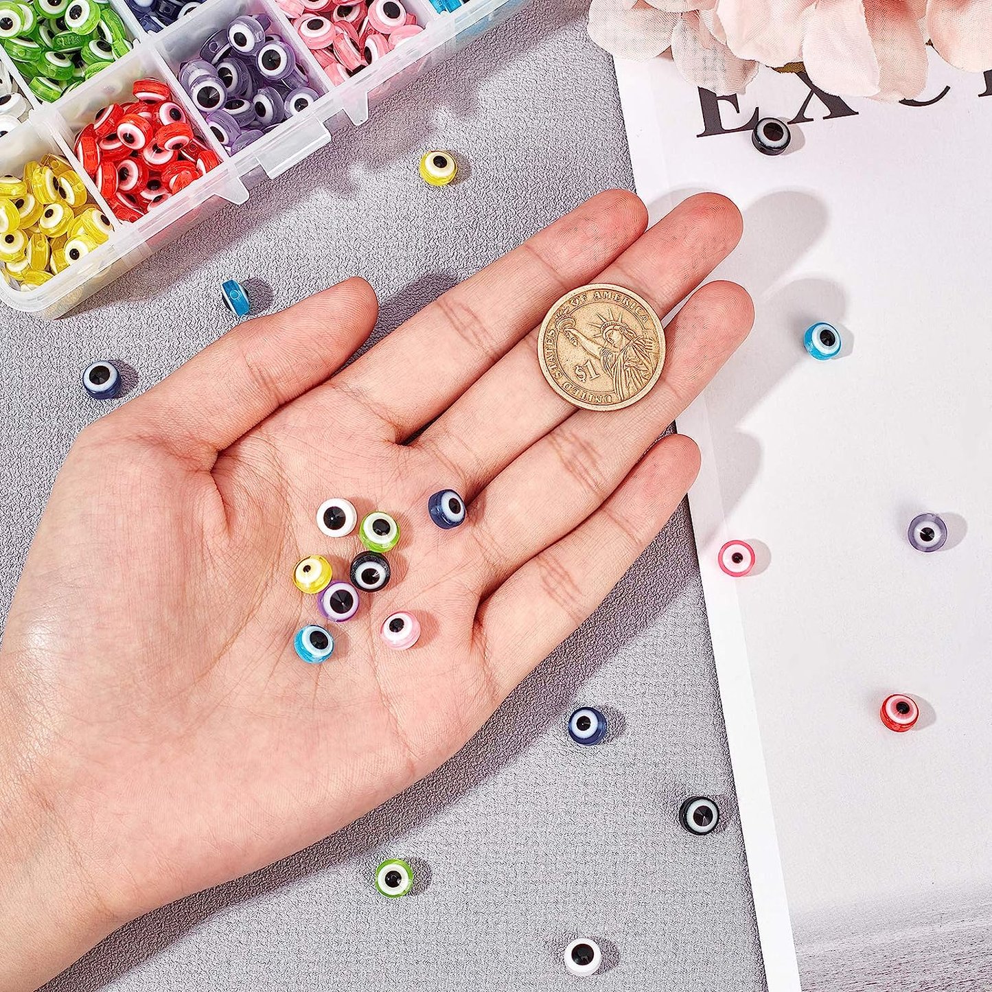 Flat round Eye Shaped Resin Beads for Women Jewelry Making Kit DIY Fashion Style