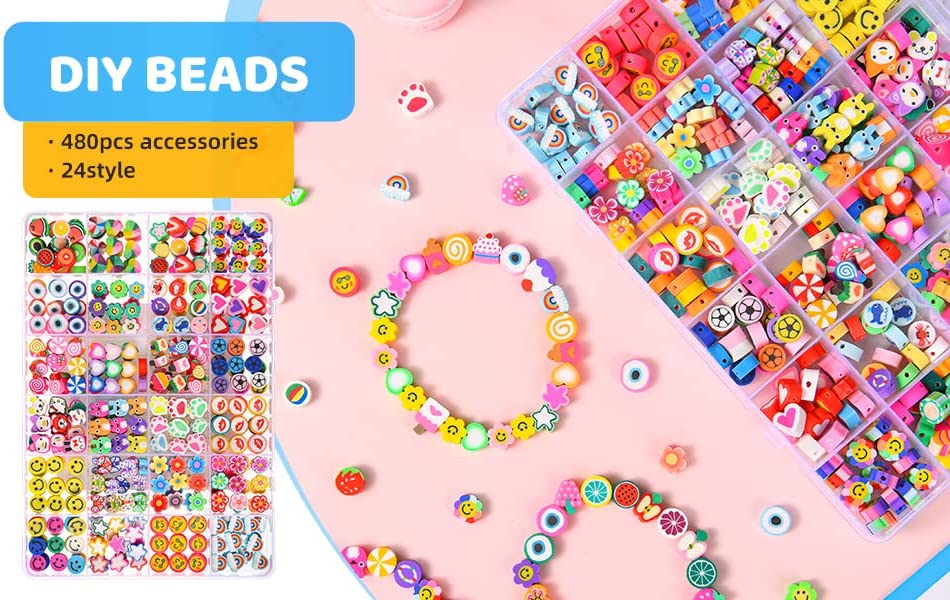 Polymer Clay Beads Kits DIY Making Fashion Cute Bracelet Necklace Earring Set