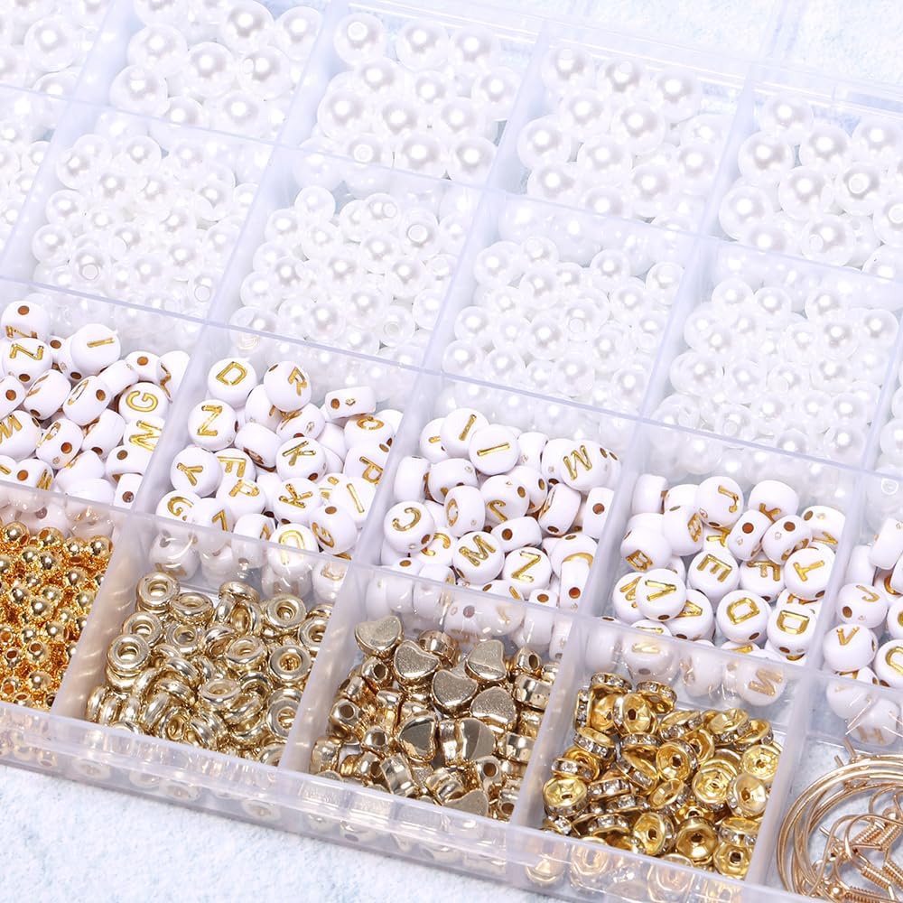 Golden Color Letter Beads Set DIY Make Name Jewelry Alphabet Beads Accessory Kit