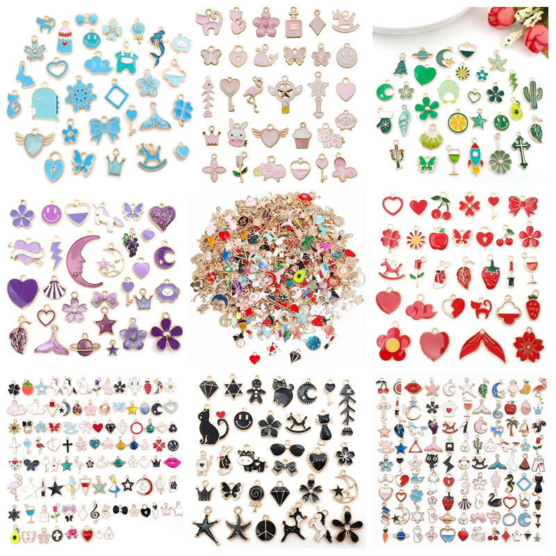 Mix Enamel Alloy Pendants DIY Making Jewelry Oil Dripping Charms Components