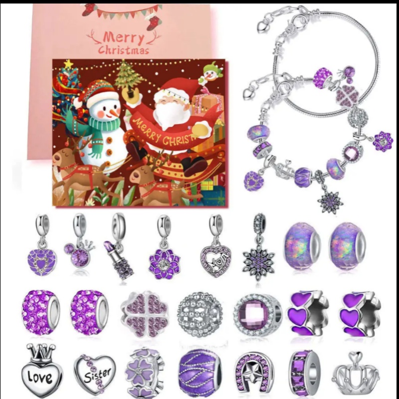 Christmas Advent Calendar Fashion Jewelry DIY Kits Girl New Years Countdown Gift