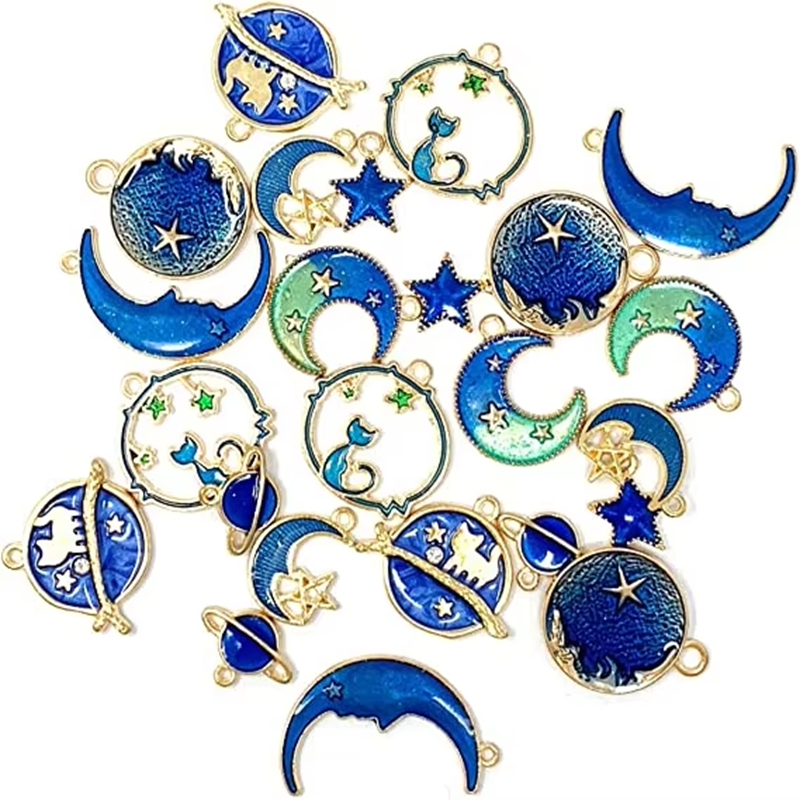 Blue Oil Dripping Enamel Pendant DIY Jewelry Making Animal Accessory Charms Kits