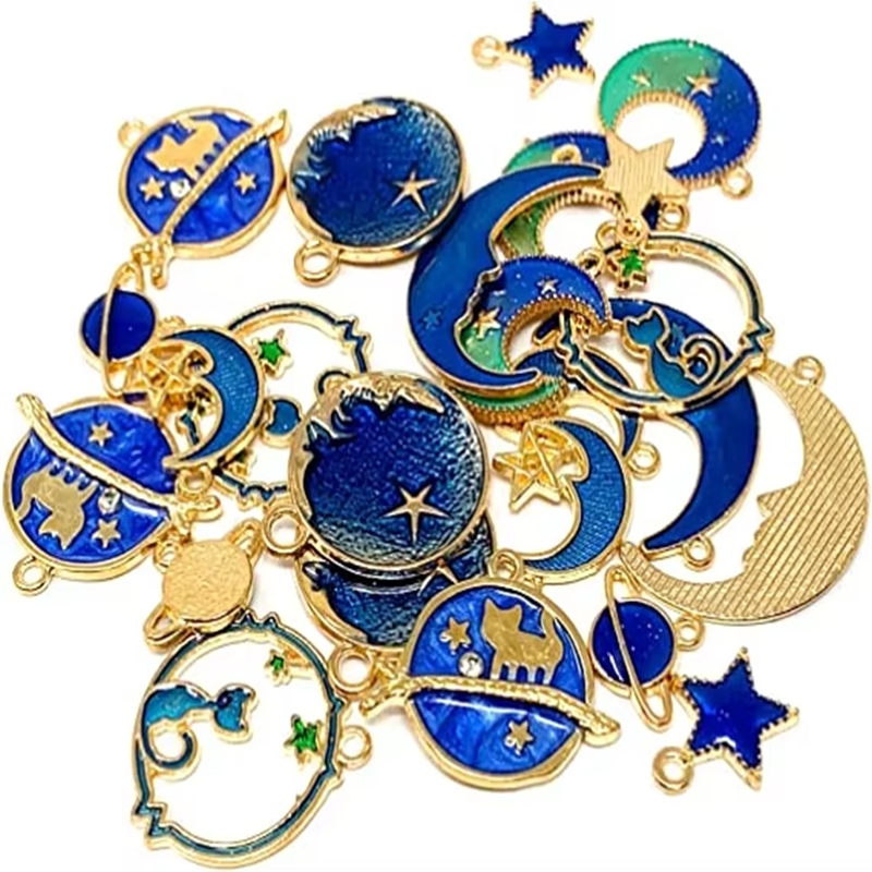 Blue Oil Dripping Enamel Pendant DIY Jewelry Making Animal Accessory Charms Kits