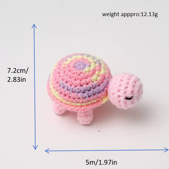 Crochet Pastel Turtle Keychain Plush
