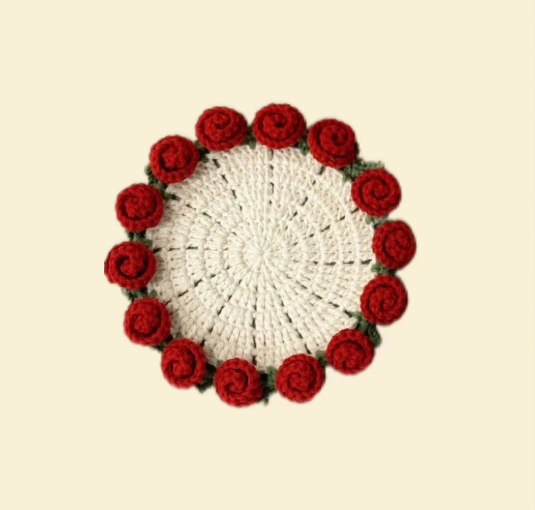 Crochet Rose Flower Coaster
