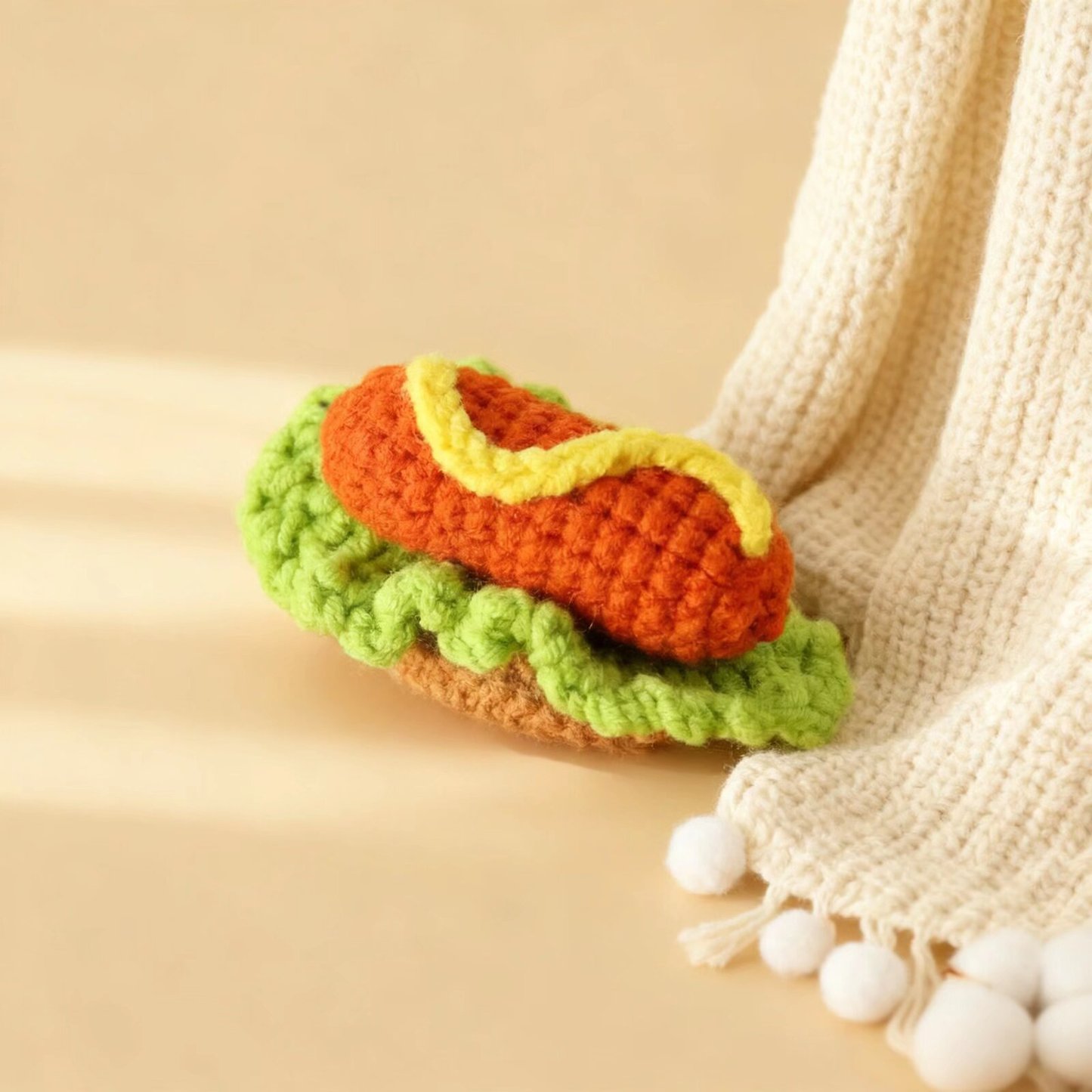Mini Hot Dog Crochet Plush