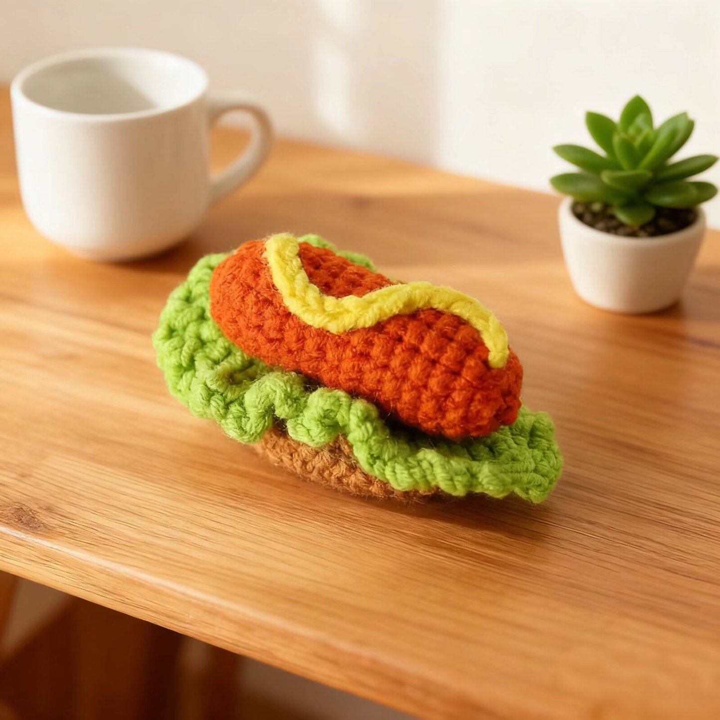Mini Hot Dog Crochet Plush