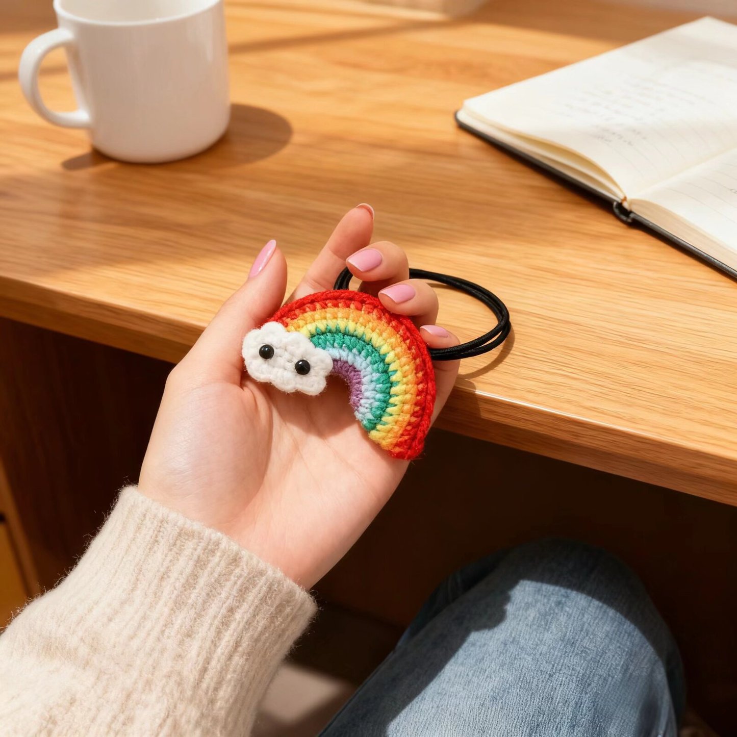 Crochet Rainbow Hair Tie