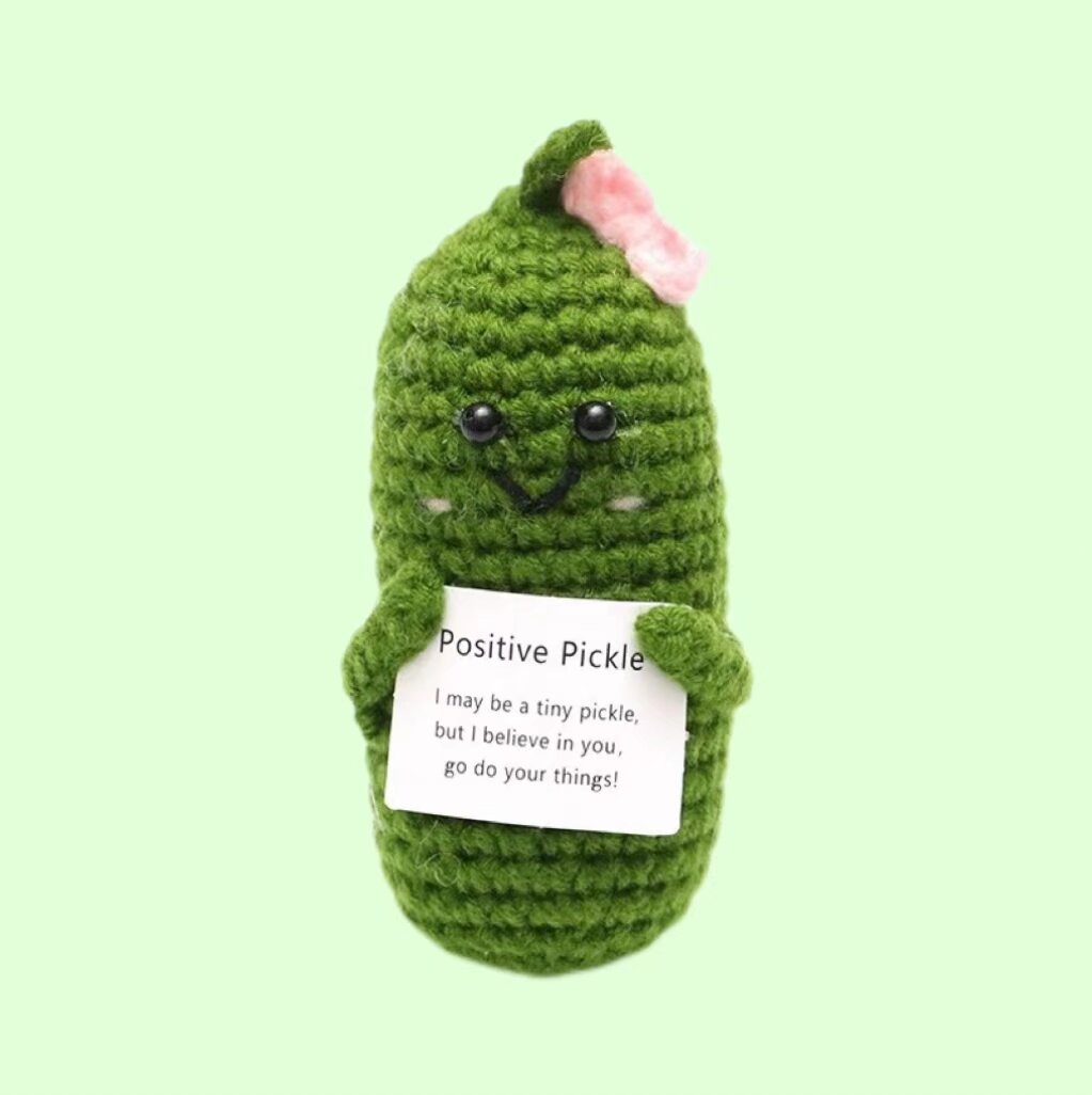 Crochet Positive Pickle Plush Toy