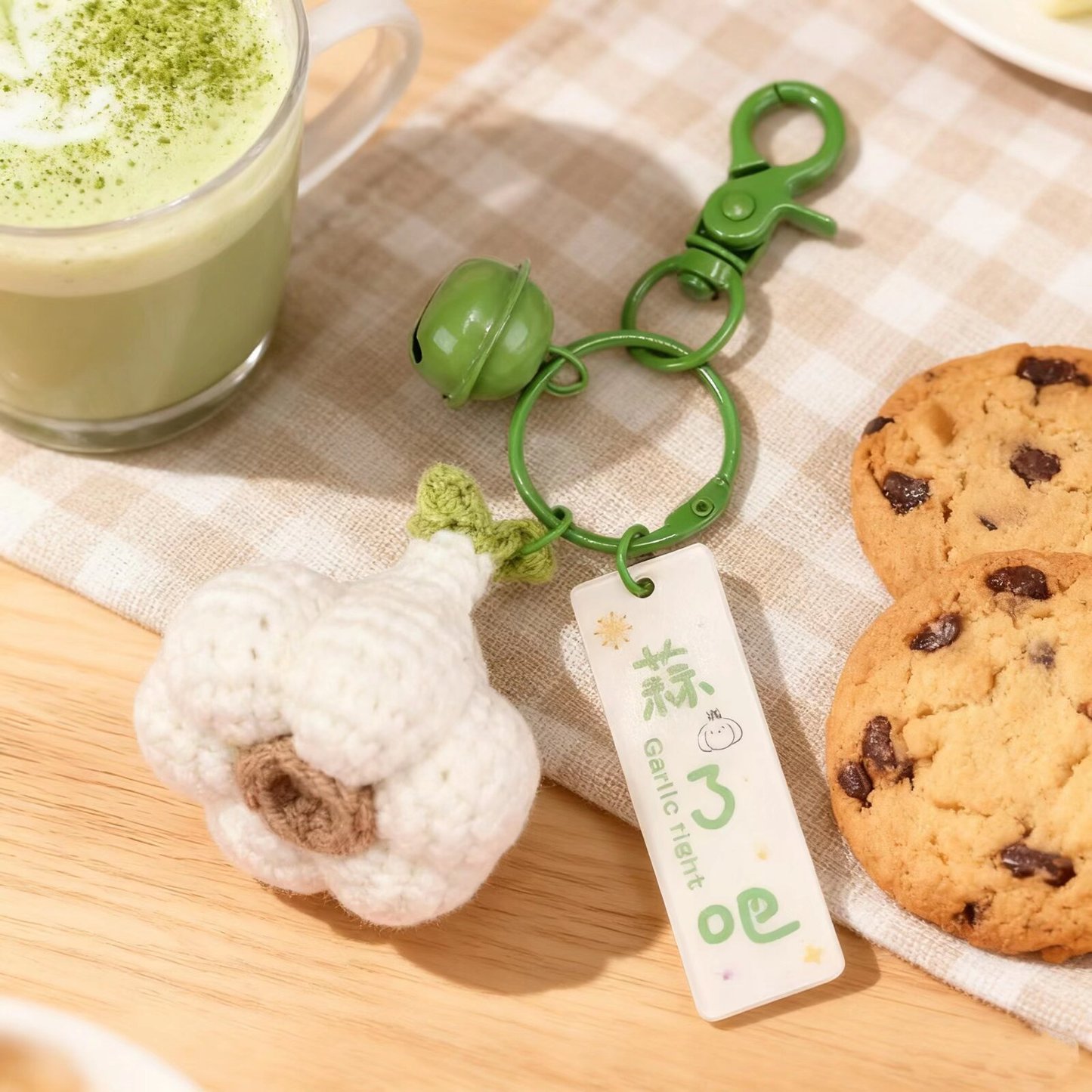 Crochet Garlic Keychain Amigurumi Charm