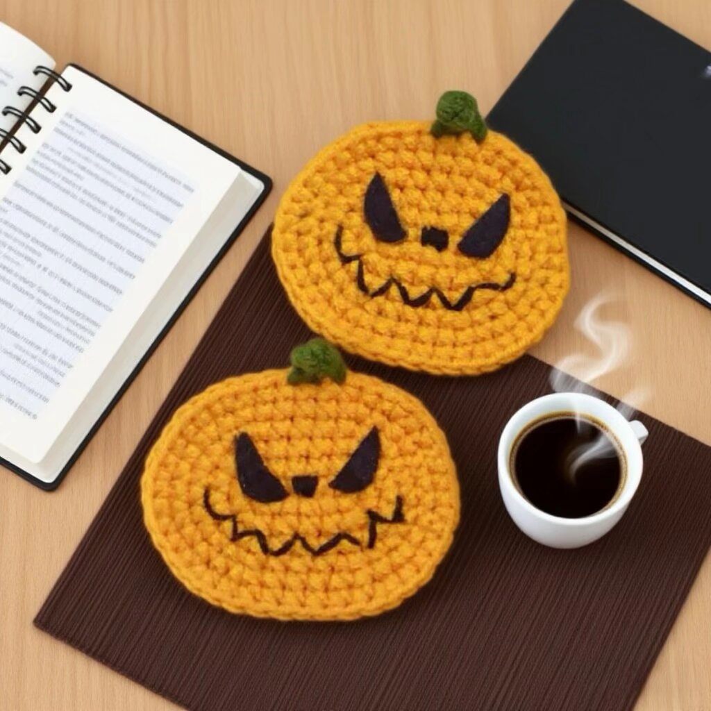 Halloween Pumpkin Crochet Hair Clip