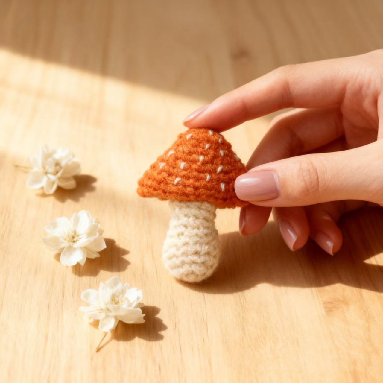 Crochet Mushroom Brooch Jewelry