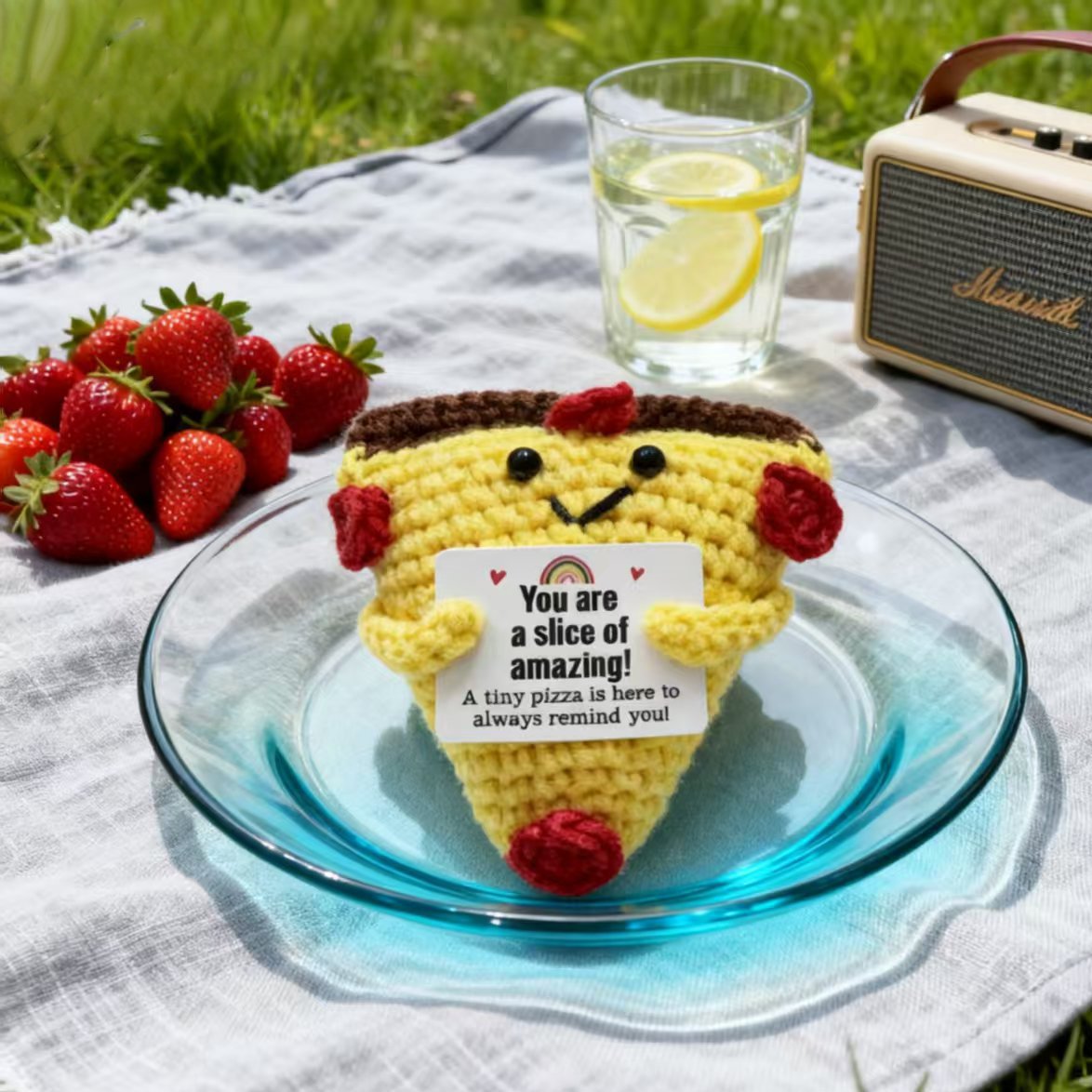 Crochet Pizza Plush Affirmation Toy