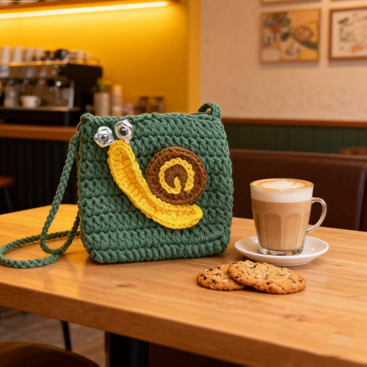 Crochet Snail Mini Crossbody Bag