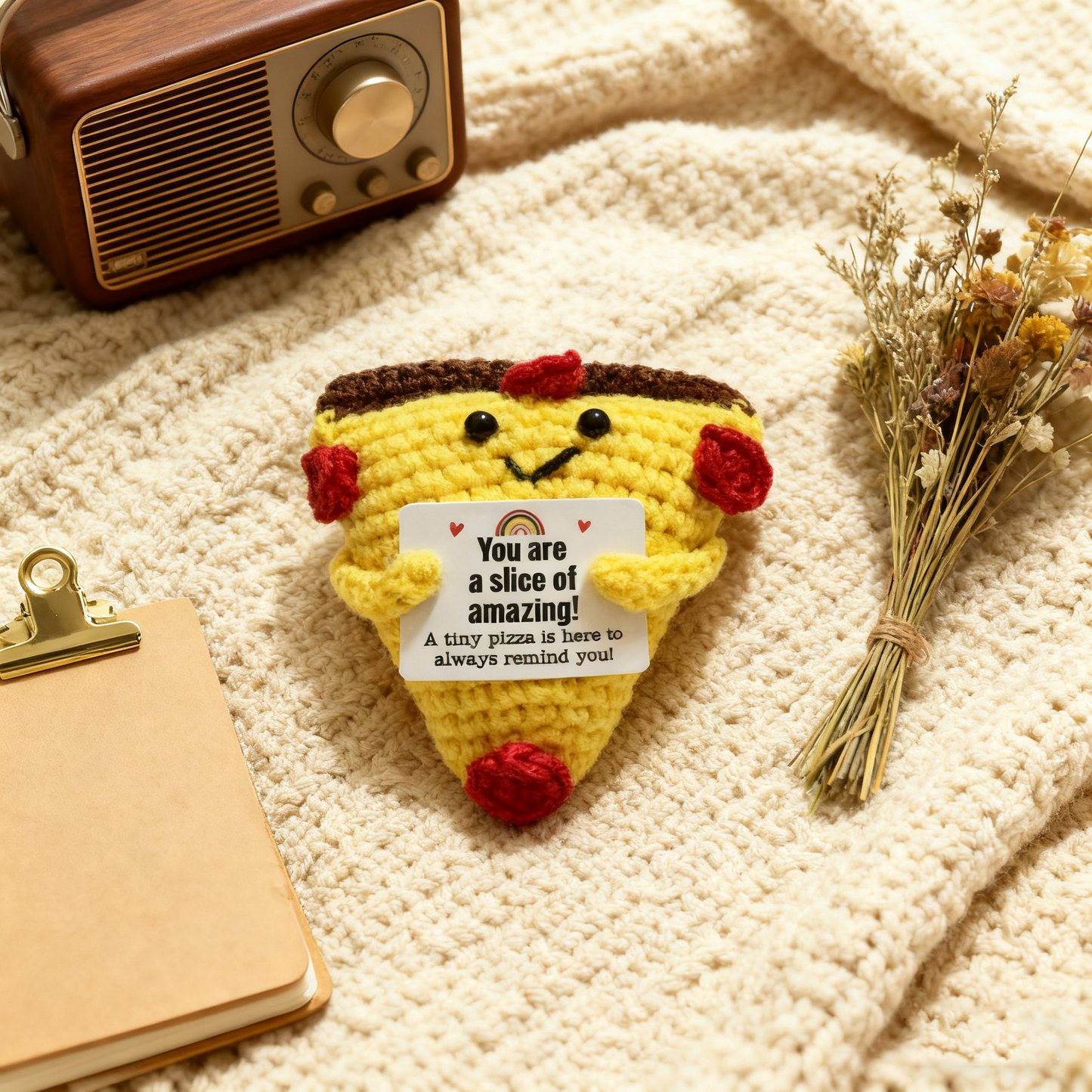 Crochet Pizza Plush Affirmation Toy