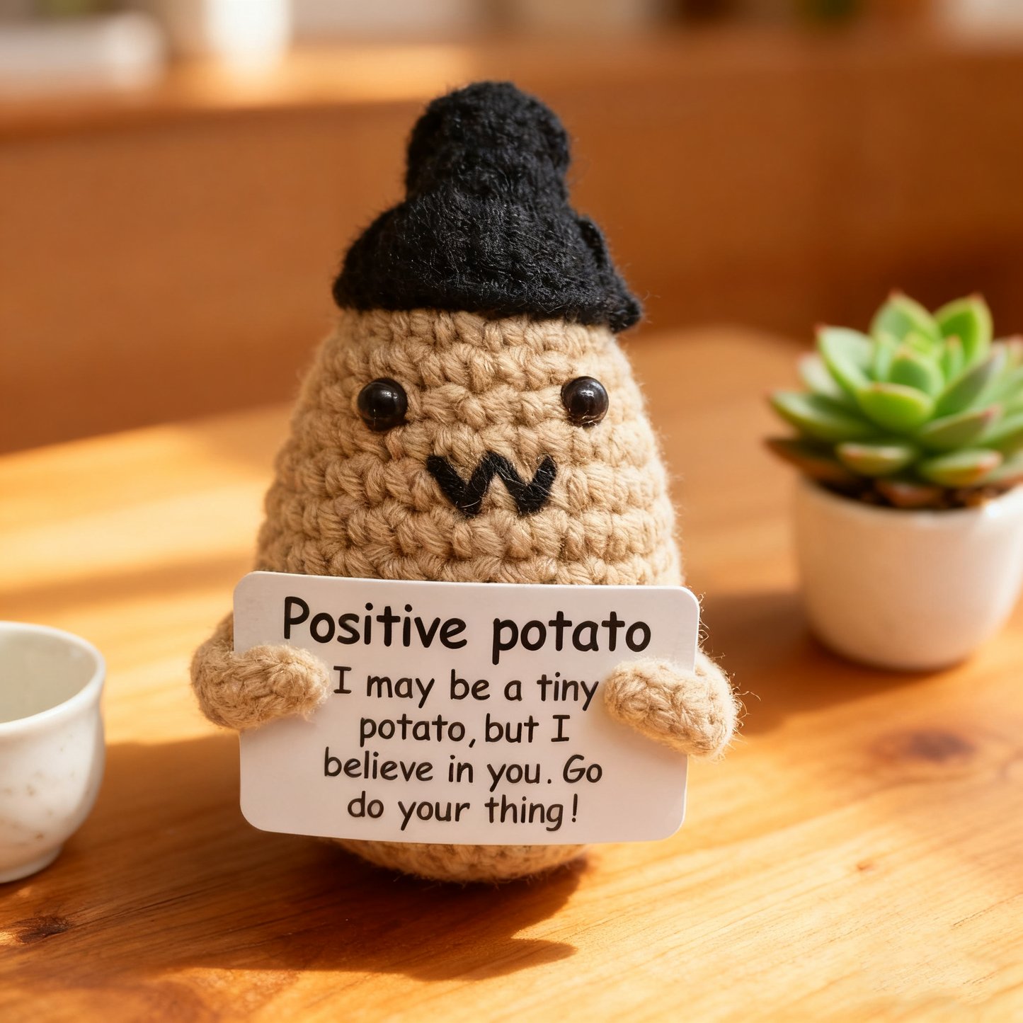 Positive Potato Crochet Plush with Hat
