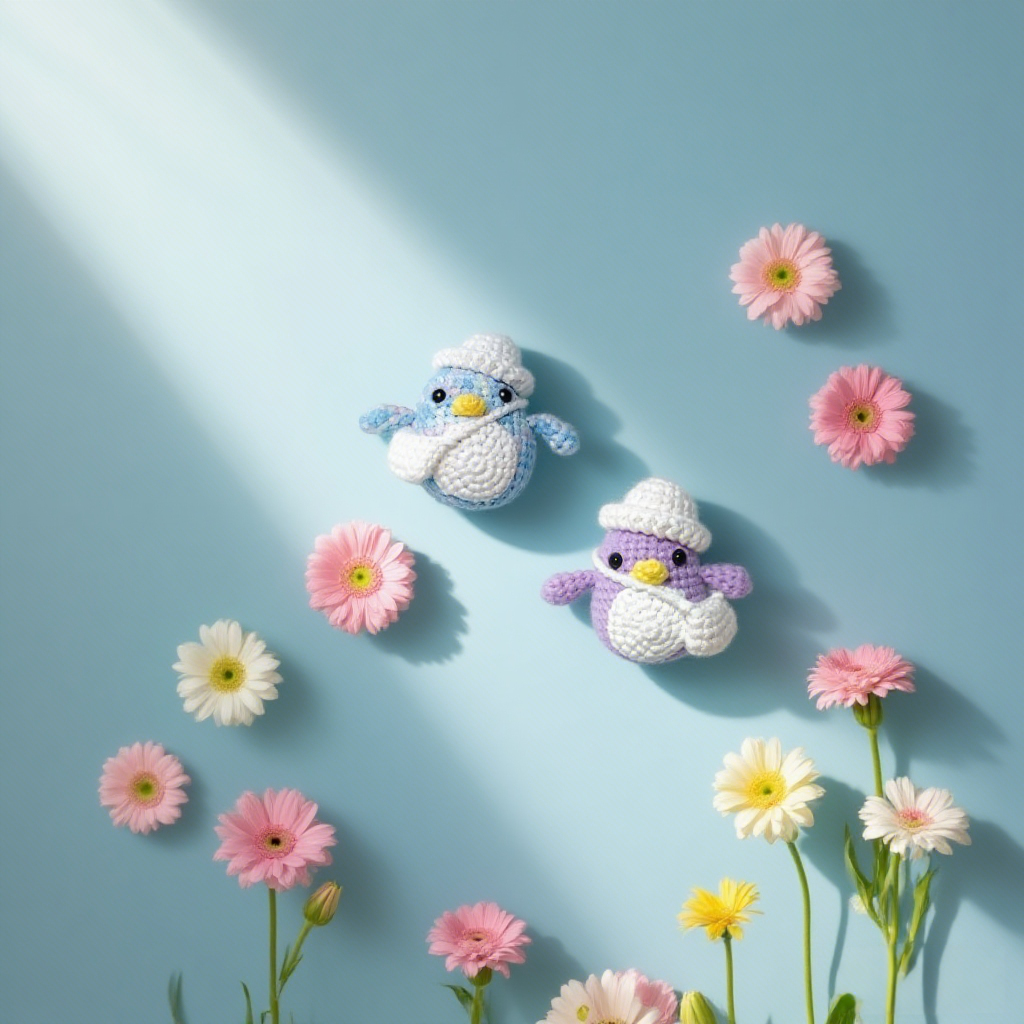 Beginner Friendly Crochet Amigurumi Kit for Blue Purple Penguin Doll Making Set