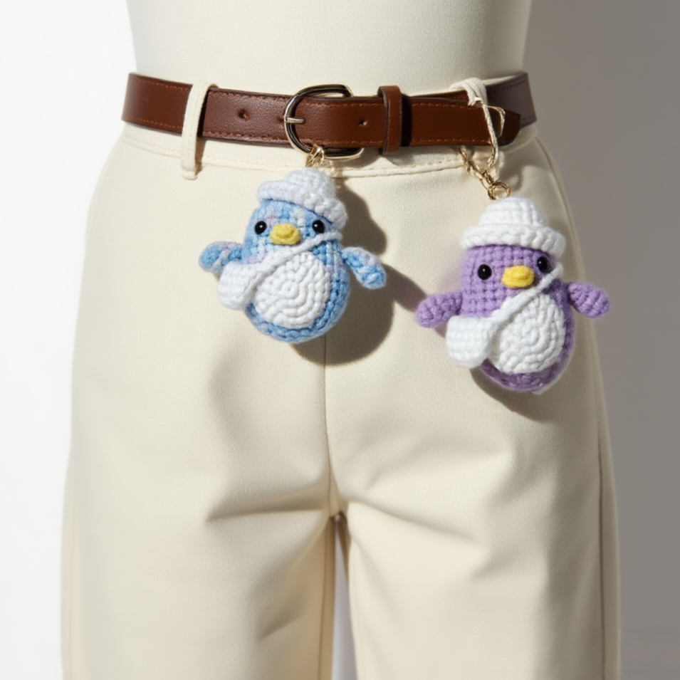Beginner Friendly Crochet Amigurumi Kit for Blue Purple Penguin Doll Making Set