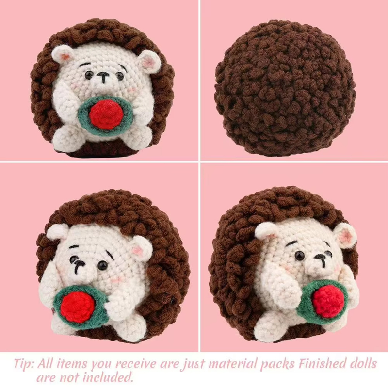 Crochet Animal Hedgehog Wool Pendant DIY Knit Mini Stuffed Dolls Materials Kits