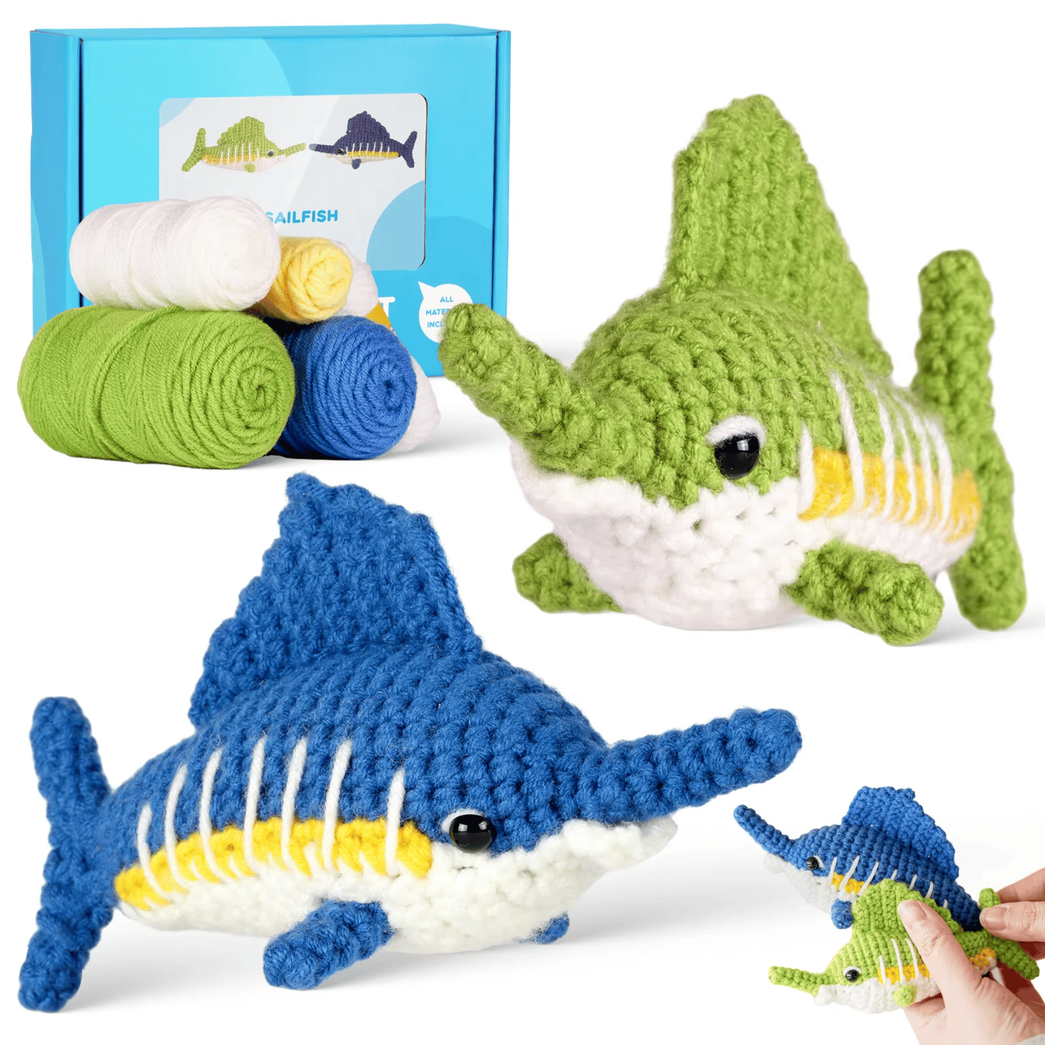 Sea Animals Crochet Set DIY Shark Shaped for Beginners Making Material Knit Kits