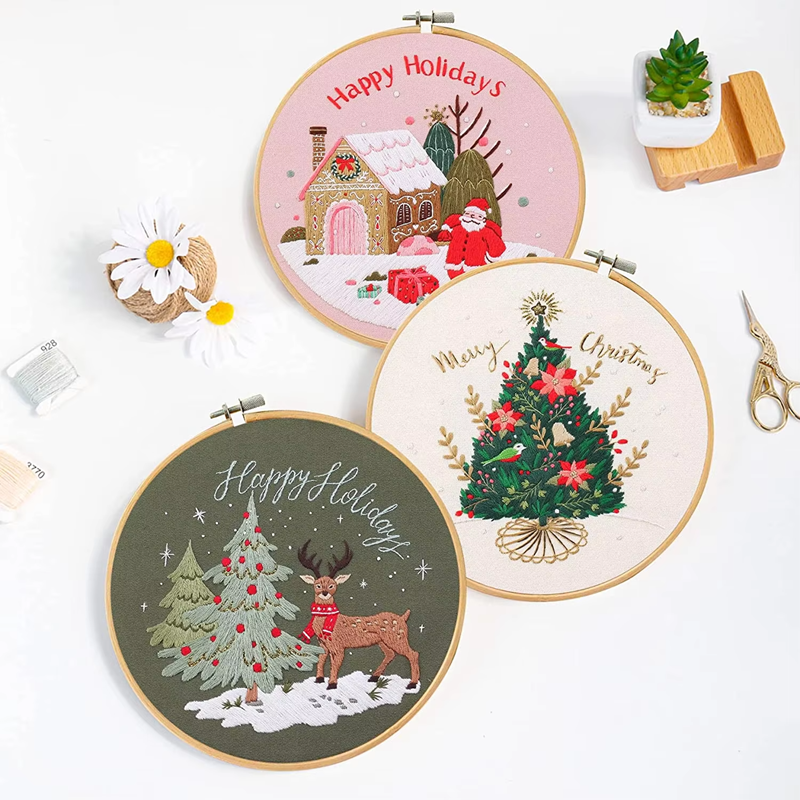 Handmade Embroidery Set Christmas Tree Pattern of Hotselling DIY Sewing Kit Gift