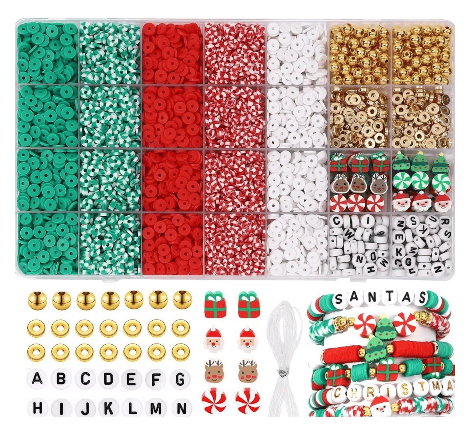 Polymer Clay Beads Set Creative Christmas Jewelry Making Family DIY Beading Kits