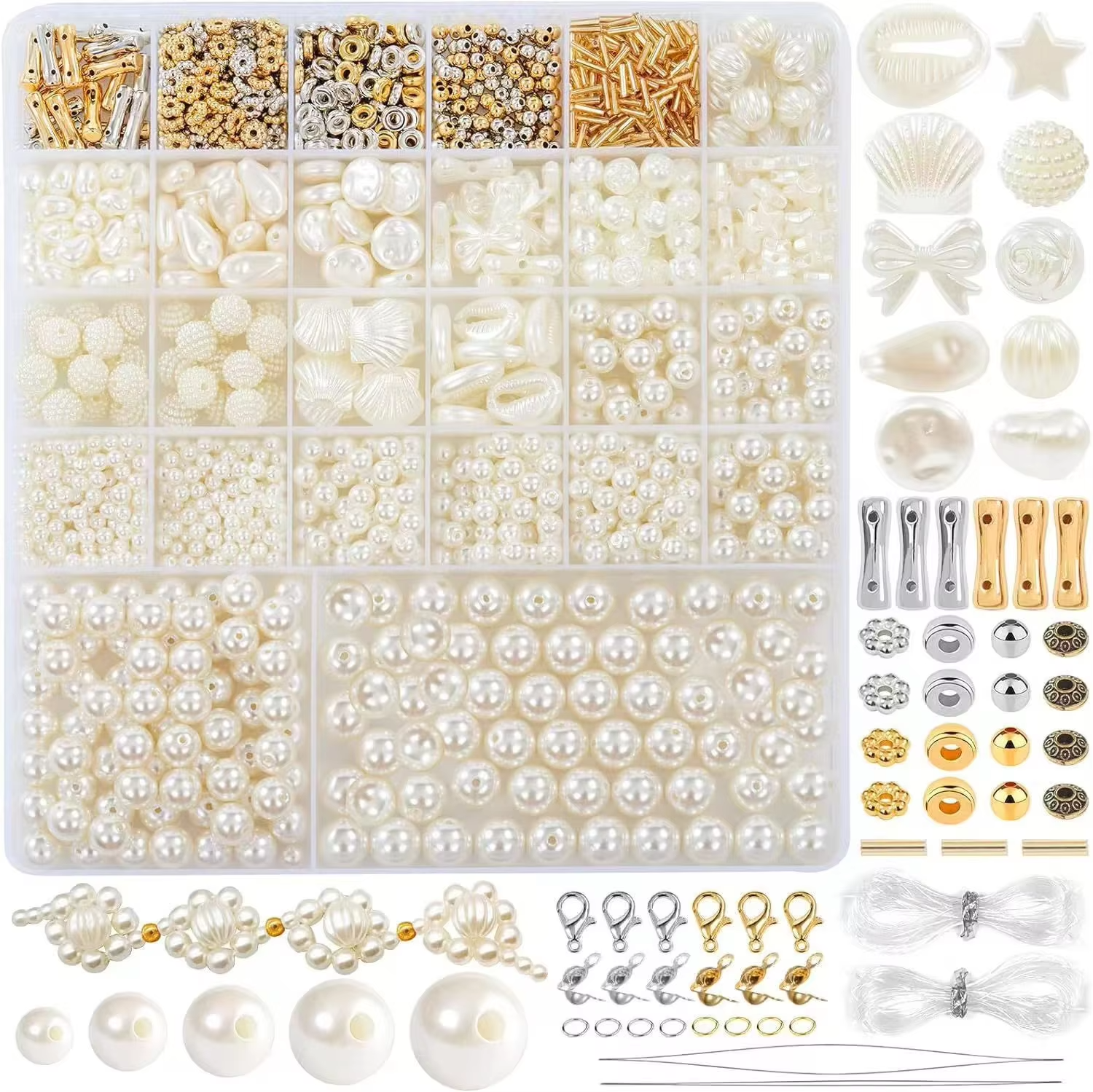 Imitation Irregular Pearls with Gold Color Spacer Beads DIY Bracelet Making Kit