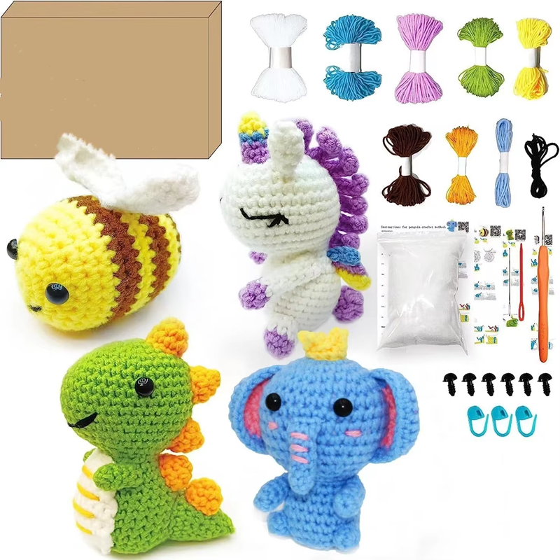 Unisex Crochet Kit for Beginners Animal Knitting with Step-by-Step Video Tutorials DIY Weaving Crafts Set