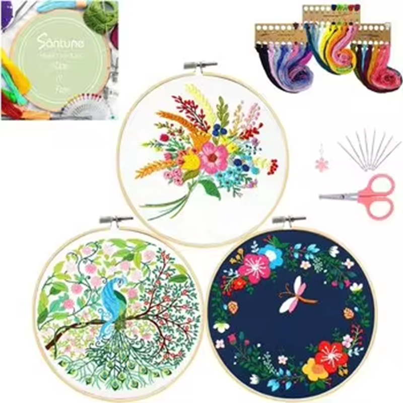 Cross Stitch Starter Kit Beginner Handwork Needlework Flower Pattern Embroidery