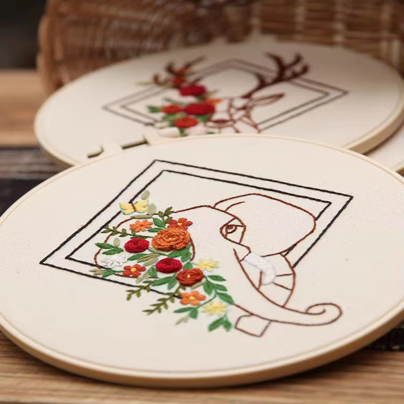 Geometric Animal Embroidery Set Novice DIY Live Room Hang Painting Cross-Stitch