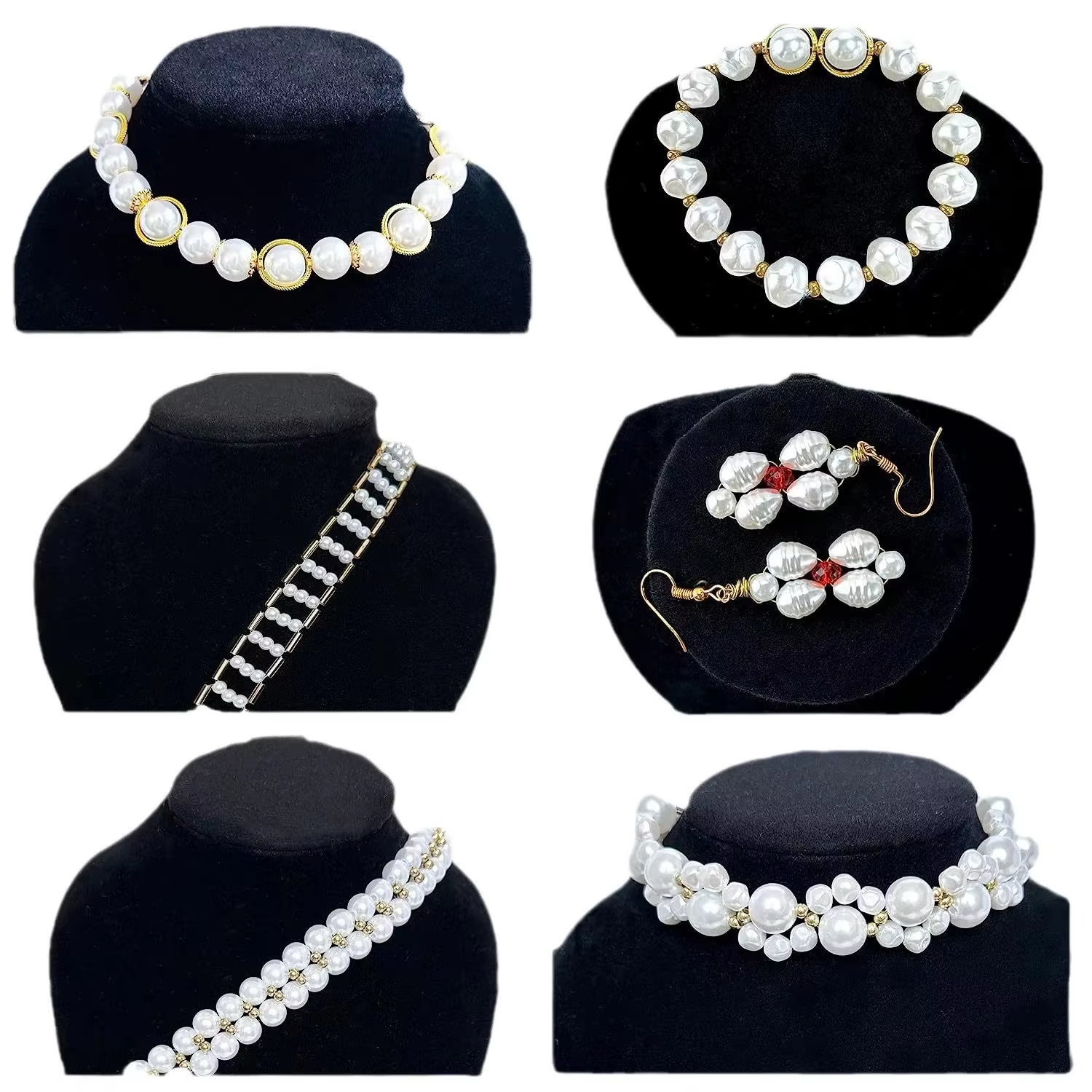 White Color Plastic Pearls With Gold Pendant for DIY Charm Bracelet Making Kit