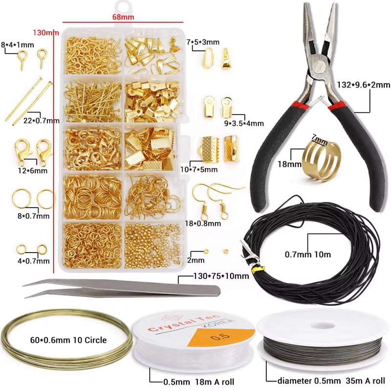 Jewelry Making Kits Earring Hooks Jump Rings Lobster Clasp Chain DIY Jewelry Set