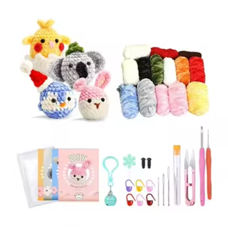 Crochet Animal Kit for Beginners Offer Video Tutorials DIY Knit Crochet Doll Set