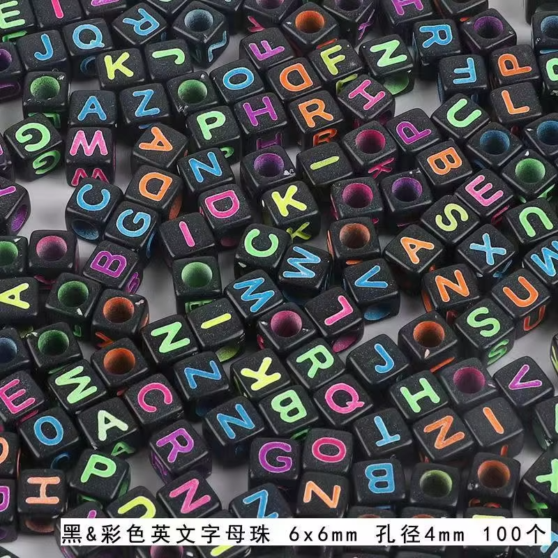 Square Acrylic Russian Letter Beads Selling Bulk Alphabet Jewelry DIY Making Set