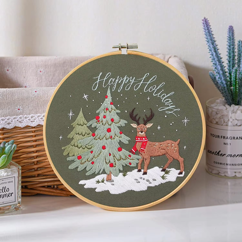 Handmade Embroidery Set Christmas Tree Pattern of Hotselling DIY Sewing Kit Gift