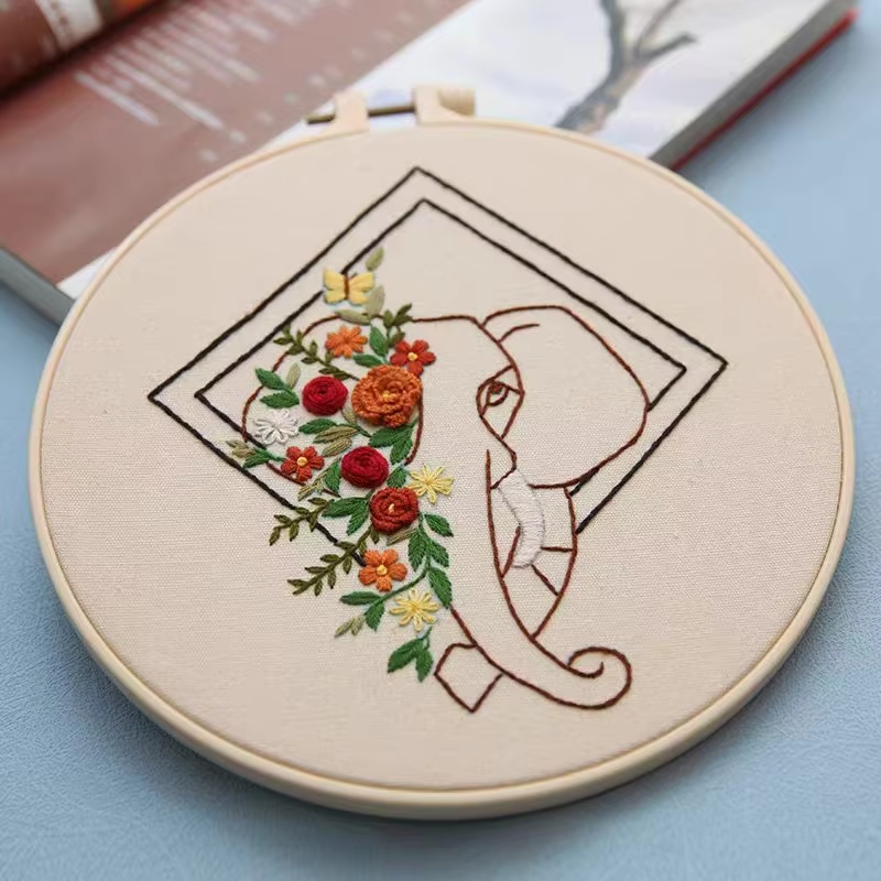 Geometric Animal Embroidery Set Novice DIY Live Room Hang Painting Cross-Stitch